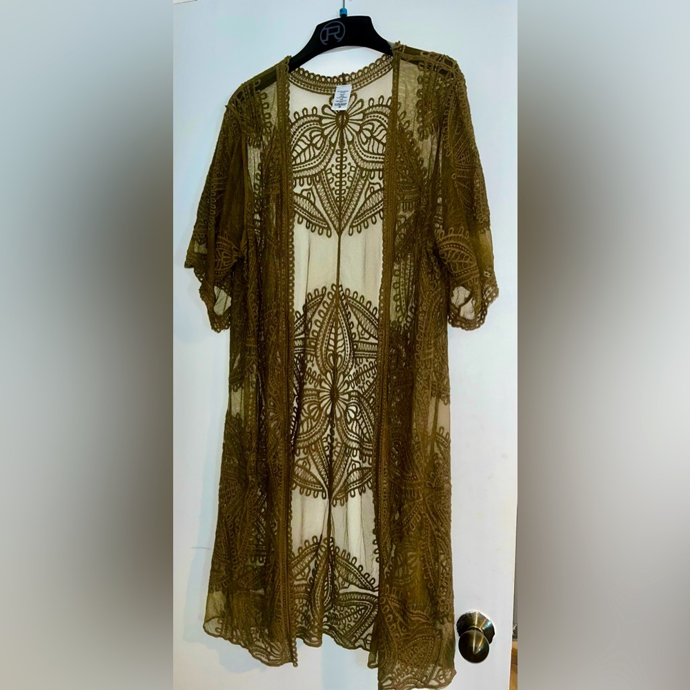 Lace Kimono - Olive Green - size Small/Medium